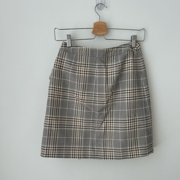 Acne Studios Beige Plaid Cotton Mini Wrap Skirt S - Picture 8 of 16